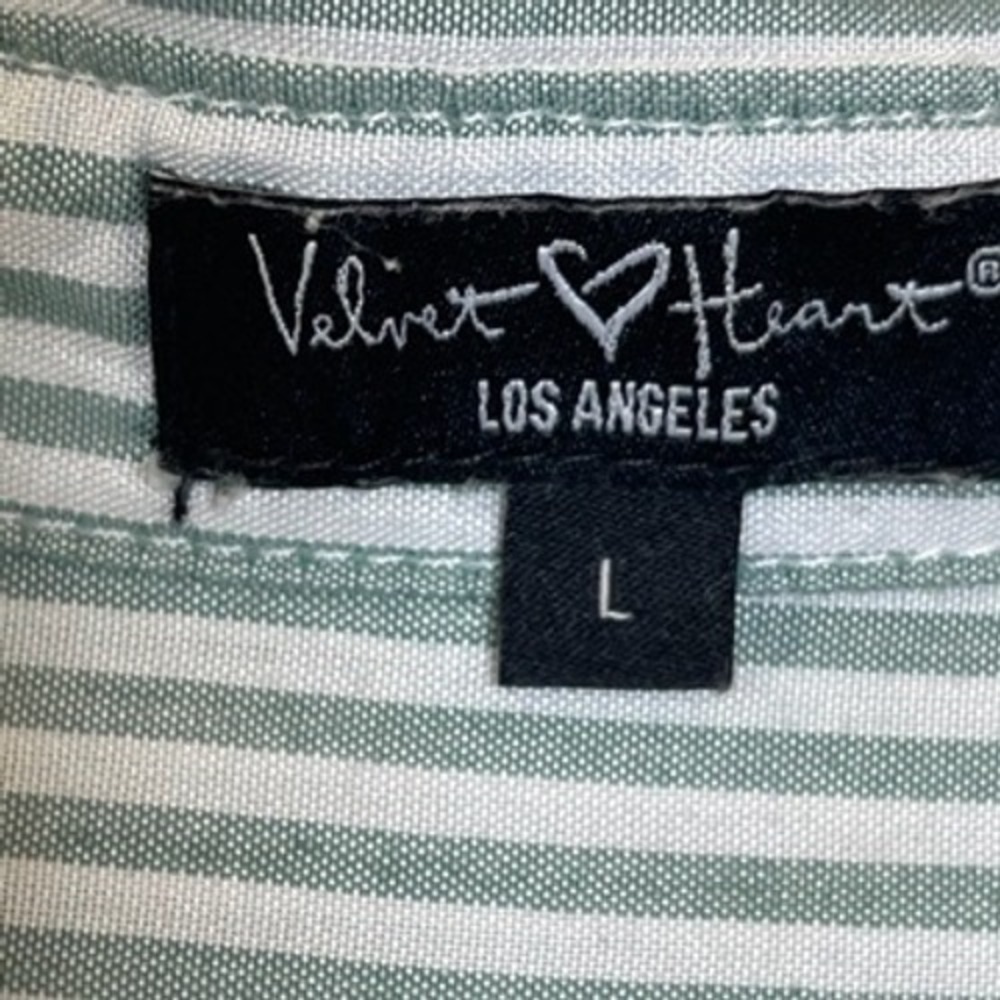 Velvet Heart Los Angeles Sage Green Striped Button Down Shirt Large - Picture 7 of 8